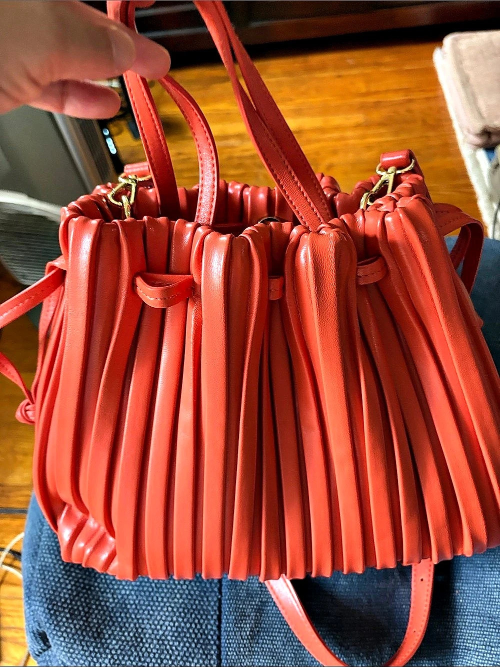 Sondra Roberts Pleated Shoulder Bag in orange color